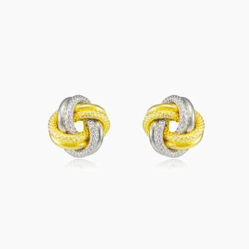Bicolor gold knot studs