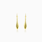 Dangling shiny detailed gold earrings