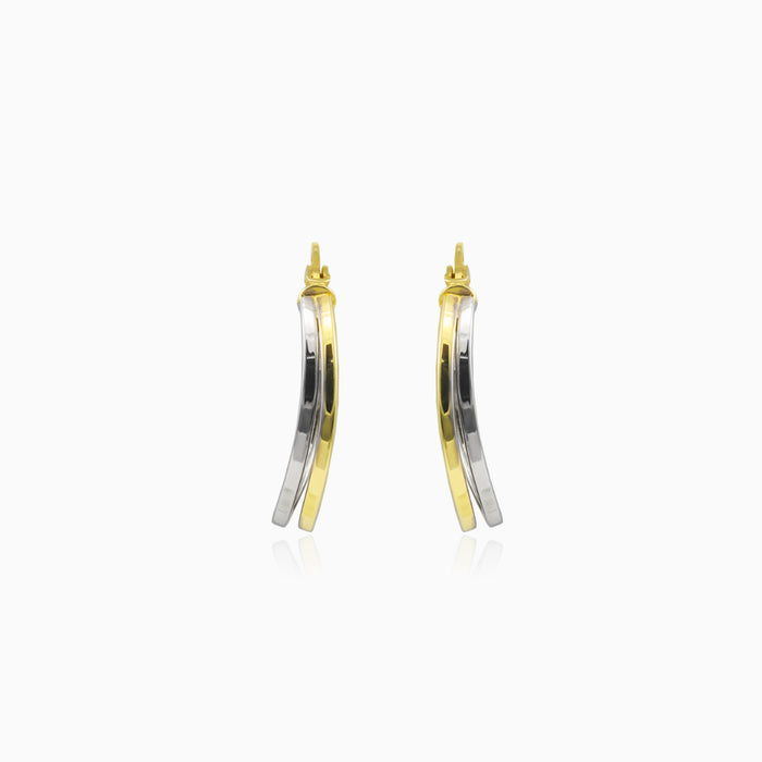 Two-tone gold hoop earrings