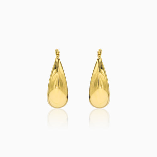 Drop gold hoop earrings