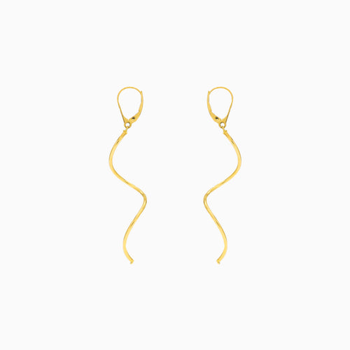 Spiral yellow gold dangling earrings