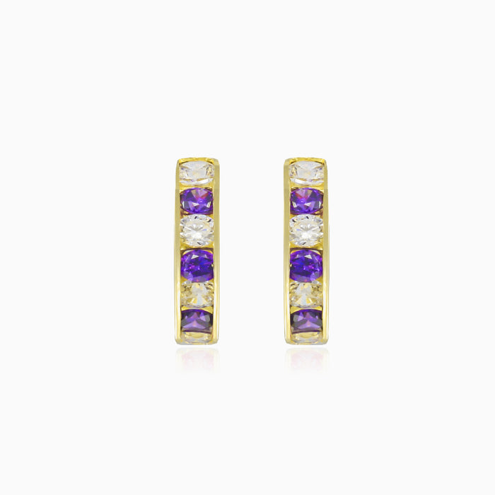 Aros mini de oro con amatista