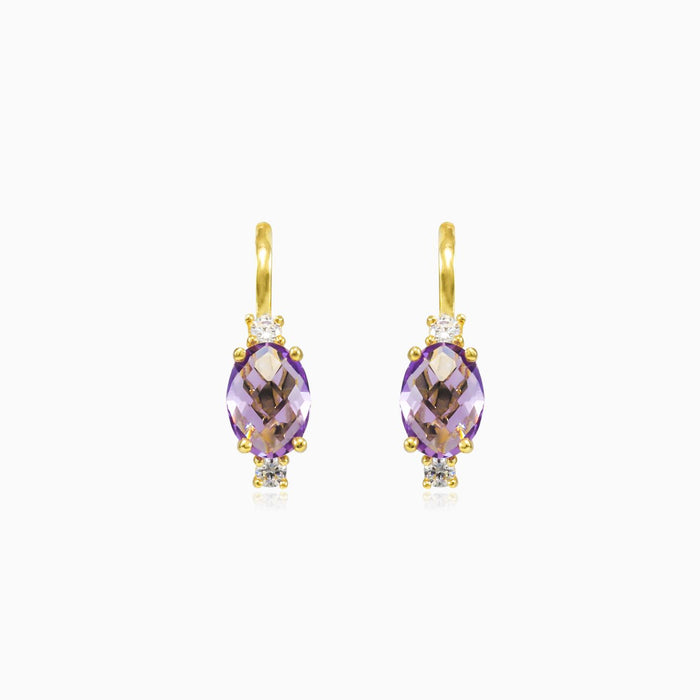 Ovale Briolette-Amethyst-Goldohrstecker
