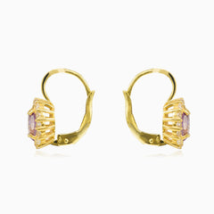 Oval amethyst gold earrings 