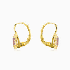 Rectangle amethyst halo earrings