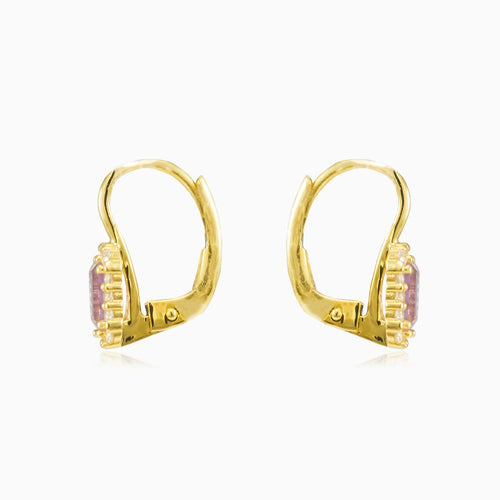 Rectangle amethyst halo earrings