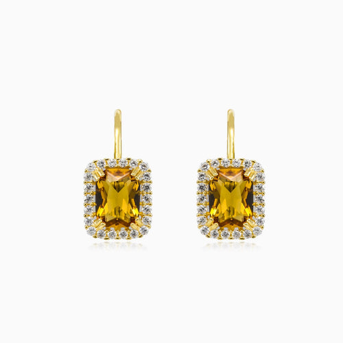 Halo radiant citrine earrings