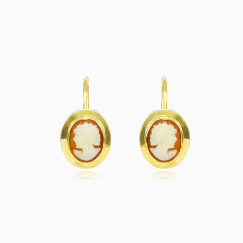 Gold cameo earrings