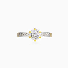 Classic accent six-prong gold ring