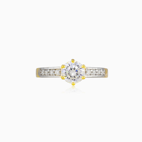 Classic accent six-prong gold ring