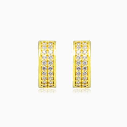Crystal gold huggie earrings