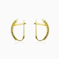 Two-row crystal gold earrings
