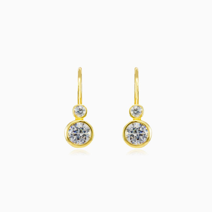 Bezel cubic zirconia gold earrings