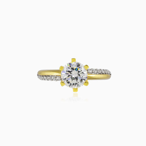 Unique six-prong gold ring