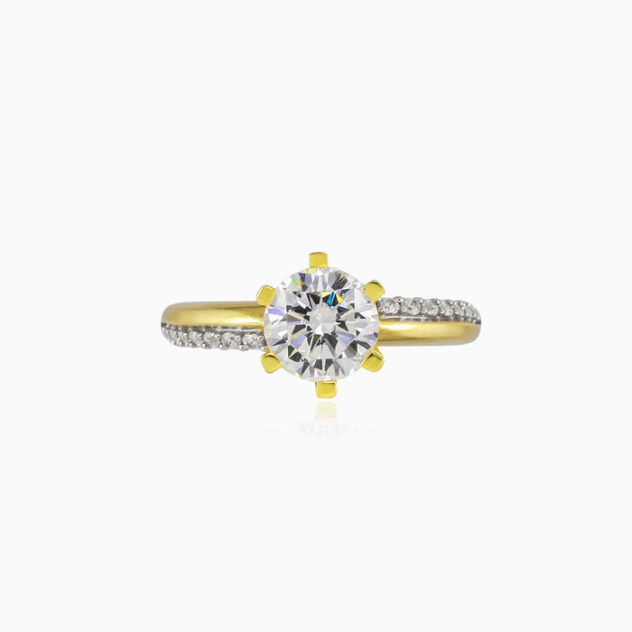 UniBague en or à six griffes uniqueque six-prong gold ring