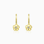 Minimalist gold and cubic zirconia flower earrings
