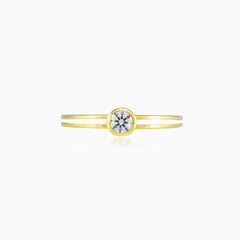 Double rows yellow gold bezel ring