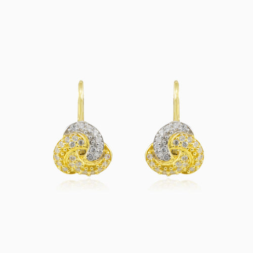 Knotted gold and cubic zirconia earrings