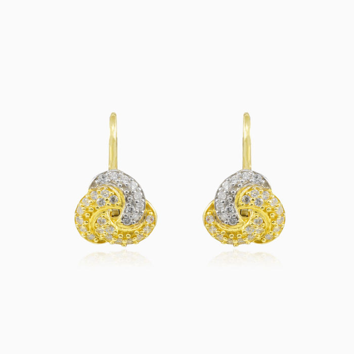 Knotted gold and cubic zirconia earrings