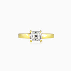 Princess cubic zirconia yellow gold ring