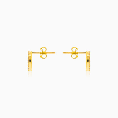 Circle yellow gold earrings with CZ