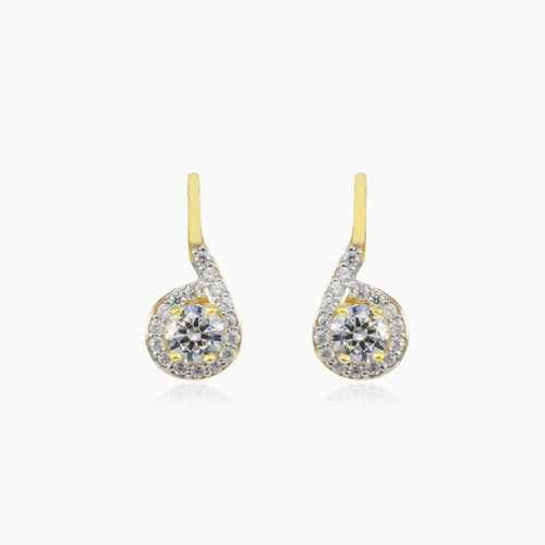 Inverted gold and cubic zirconia earrings