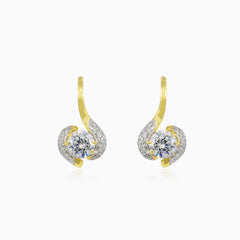 Twisted gold and cubic zirconia earrings