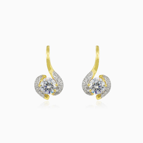 Twisted gold and cubic zirconia earrings