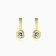 Bezel gold cubic zirconia earrings