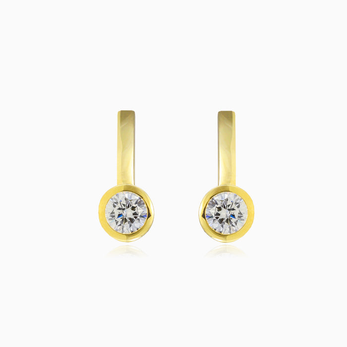 Pendientes de oro con circonita cúbica engastada al bisel