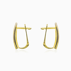 Three-row cubic zirconia gold earrings
