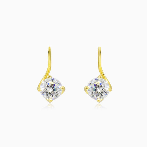 Twisted solitaire gold drop earrings
