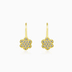 Gold and cubic zirconia flower earrings