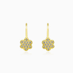 Gold and cubic zirconia flower earrings