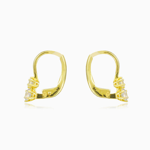 Six prong cubic zirconia gold earrings