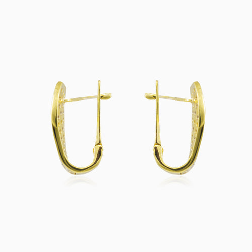 Wave gold cubic zirconia earrings