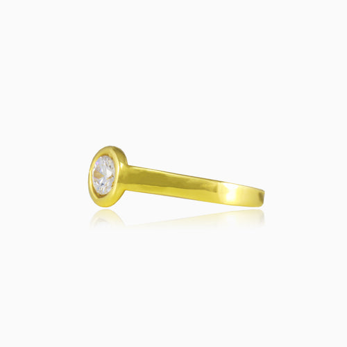 Bezel gold cubic zirconia ring