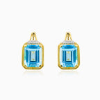 Emerald-cut blue topaz earrings
