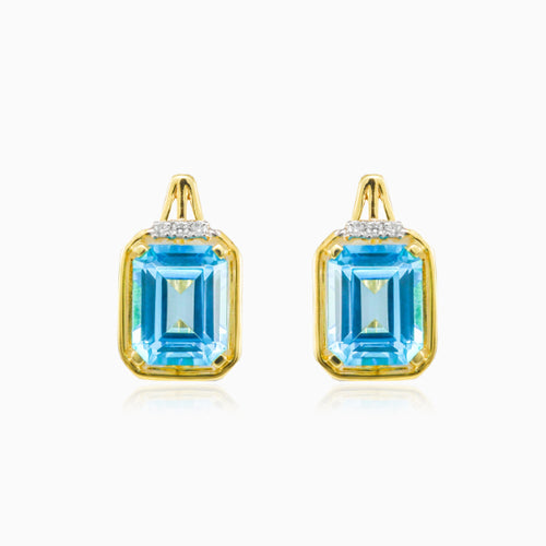 Emerald-cut blue topaz earrings