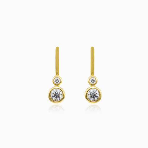 Bezel diamonds gold earrings