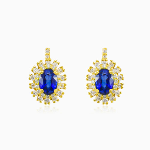 Double halo sapphire earrings