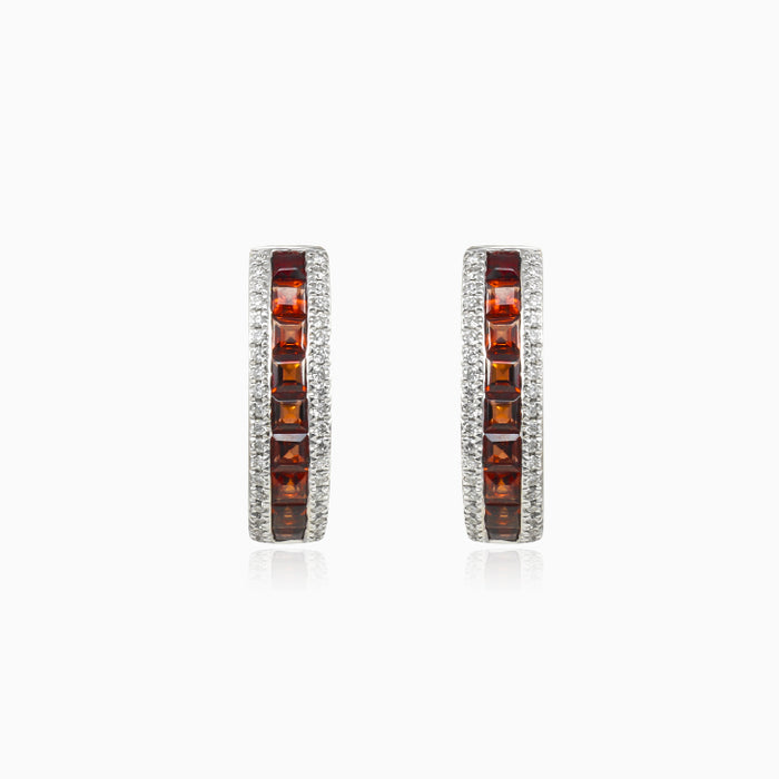 Boucles d’oreilles en grenat et diamant