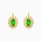 Double halo emerald earrings