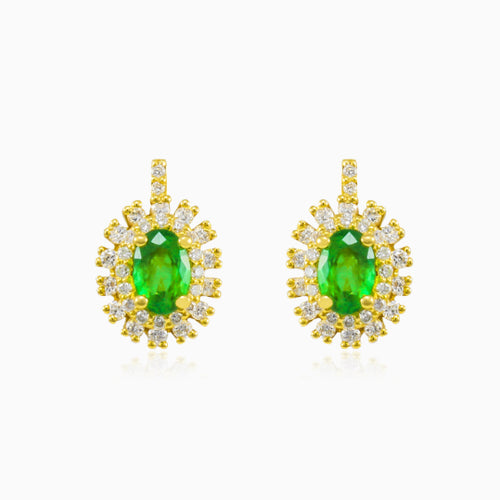 Double halo emerald earrings