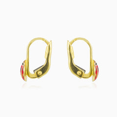 Ladybug enamel gold earrings