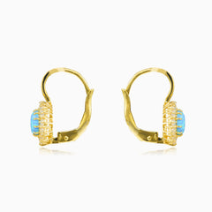 Royal gold blue opal earrings