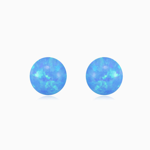 Blue opal ball gold studs