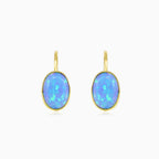Simple blue opal gold earrings
