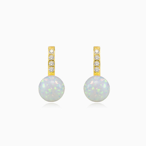 Accent gold white opal earrings