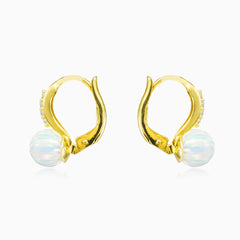Accent gold white opal earrings